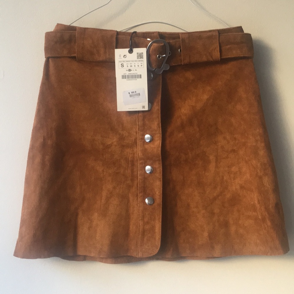 Zara genuine suede skirt NWT